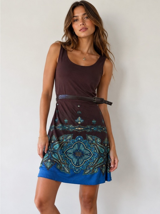 bailey blue Dresses & Skirts - Bailey Blue Sleeveless Belted Brown Dress| Small